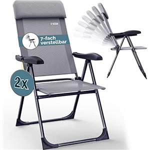 Casaria Set 2 Sedie da Giardino Pieghevoli Regolabili 7 Posizioni in Alluminio Schienale Reclinabile Campeggio Balcone