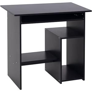 HOMCOM Scrivania Salvaspazio da Casa e Ufficio, Moderna Scrivania per Computer, Porta PC, Ripiano per CPU e Mensola per Tastiera Estraibile in Legno, 80x45x75cm, Nero