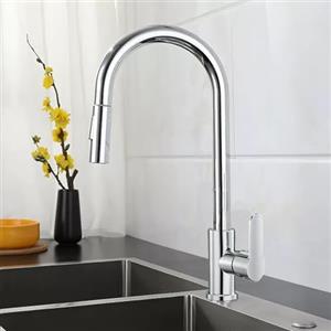 XWIHTR rubinetto estraibile a scomparsa per cucina, rubinetto girevole a 360° per cucina, miscelatore da cucina a 2 modalità in acciaio inox, rubinetto per lavello da cucina (spazzolato)