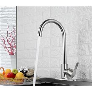 XWIHTR miscelatore rotante a 360° caldo e freddo per cucina in acciaio inox, miscelatore monocomando per lavello doppio, antigoccia con rubinetto silenzioso per lavello per verdure (spazzolato)