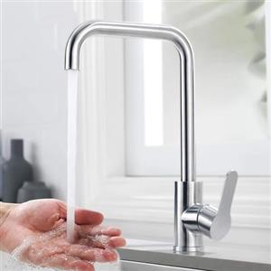 XWIHTR miscelatore rotante a 360° caldo e freddo per cucina in acciaio inox, miscelatore monocomando per lavello doppio, antigoccia con rubinetto silenzioso per lavello per verdure (cromato)