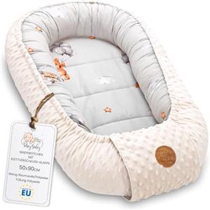Totsy Baby Riduttore lettino neonato - 90x50 cm nido culla pod cocoonababy babynest antisoffoco per bambina e bambino baby nest per neonati Orsetti Beige