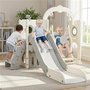 MAMIZO Scivolo per Bambini, Toddler Climber Swing Set, 5 in 1 Parco Giochi, con Altalena, Scivolo, Scala da Arrampicata, Telescopio, Deposito, Set di Giochi per Interni all'aperto, Scivolo Indipendente