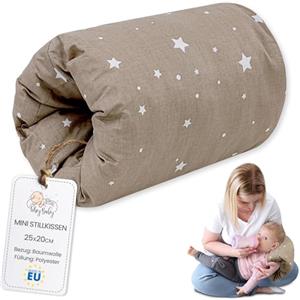 Totsy Baby Cuscino allattamento per bebe 20 cm - Cuscini a manica o a bracciale per l'alimentazione neonato piccolo cuscinetto per bambini o bambina Oeko-Tex Beige con stelle bianche