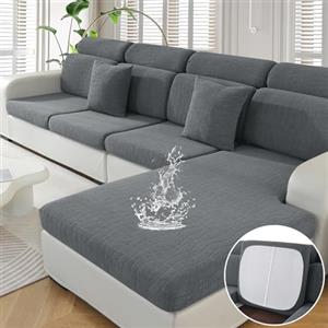 Ystyle Copriseduta Divano Elasticizzato, Impermeabile Copricuscini Divano Lavabile, Universale Copridivano Cuscini Separati Antiscivolo (1 Posto Grande, Grigio Chiaro)