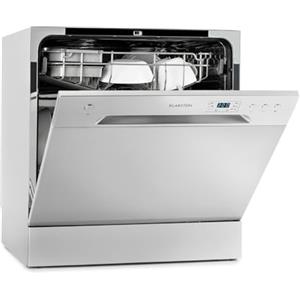 Klarstein Amazonia 8 - Mini Lavastoviglie, Classe A+, 1620 Watt, Posizionamento Libero, 6 Programmi, 2 Ripiani per Posate Estraibili, Aquastop, Tubo di Scarico Preinstallato, Argento