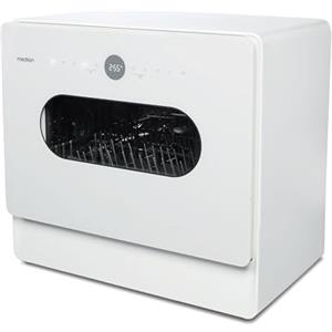 MEDION Mini Dishwasher DWT51 (lavastoviglie da tavolo con pannello di controllo a sfioramento, funzione secchio, 5 coperti, funziona con/senza collegamento all'acqua, 7 programmi di pulizia