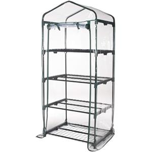 RETELANDIA L'OUTLET DELLE RECINZIONI Serra da Giardino e Balcone Compatta con 4 ripiani 69x49 h 157 cm, Copertura in PVC Trasparente