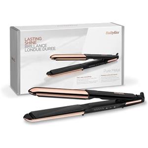 BaByliss ST481E Piastra Lisciante 2In1 in Diamond-Ceramic, Design Curvo Per Look Lisci E Mossi, Funzione Ionica Anti-Crespo, 5 Temperature, Piastre Extra-Lunghe da 28mm, Nero Oro