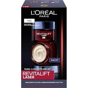 L'Oreal Paris L'Oréal Paris Set per la cura del viso, anti-invecchiamento e la cura notturna con effetto 3 volte, con pro-retinolo, ialurone e vitamina C, Revitalift Laser X3, 2 x 50 ml