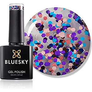 BLUESKY Smalto Per Unghie Gel, Ibiza, Sum1916, Luccichio, Rosa, Viola, Blu, Rosso (Per Lampade Uv E Led) - 10 Ml