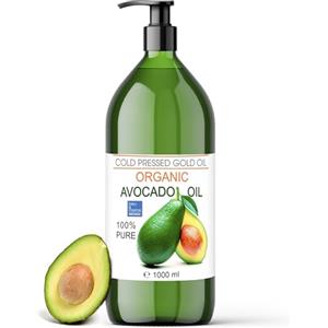 B.O.T cosmetic & wellness Olio di Avocado, BIO, Puro al 100%, Spremuto a freddo, Olio Biologico da Massaggio, Olio Capelli brillanti, Prolungare l'abbronzatura, SOS Smagliature, Bambini, Pelle Secca 1000 ml