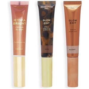 Revolution Pro Set di Trucchi Revolution Pro Cream Face Wand Trio, Contour, Blush & Highlighter in Crema, Set Vegano e Cruelty-Free, Scuro, 1x12ml, 2x15ml