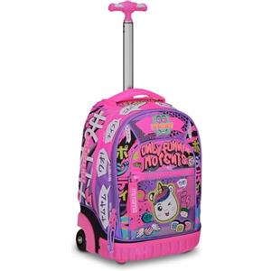 Mitama Trolley Run Scuola Only Funny Moments,Doppio Scomparto, Viola e Nero, Scuola Elementare e Tempo Libero, Bambina Ragazza