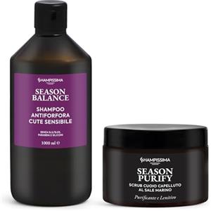 Shampissima Professional, Shampoo Antiforfora Professionale 1000 ml + Scrub Cuoio Capelluto al Sale Marino 300 ml - Ideale per Cute con Desquamazioni, Prurito e Arrossamenti