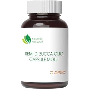 INTEGRATORI PRIME QUALITÀ Semi di Zucca Olio Capsule Molli - 70 Softgels - Acido Linoleico Acido Oleico Omega 3-6-9 da Olio Spremuto a Freddo - 1 Perla al dì