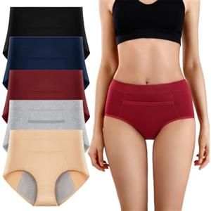 Yintry Mutandine mestruali da Donna con Tasca Mutandine mestruali in Cotone Mutande a Prova di perdite Confezione da 5 Slip a Vita Media