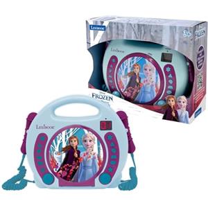 Lexibook Disney Frozen Elsa Lettore CD con 2 microfoni integrati, Funzione di Programmazione, Jack per Cuffie, per i Bambini, AC o batterie, Blu/Porpora, RCDK100FZLXB