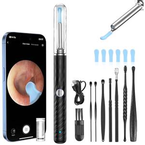 CUBTEM Otoscopio, Pulisci Orecchie con Telecamera, 1080P 3,5mm HD Impermeabile Rimozione di Cerume Kit, Pulizia Orecchie Endoscopio con 6 Luci LED, Pulitore Orecchie per iPhone, iPad e Android