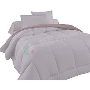 Tata Home Judit Trapunta Tinta Unita Duble Face Invernale Imbottita 350 gr/mq 100% Morbida Microfibra di Poliestere Misura 1 Piazza Letto Singolo 180x260 cm Colore Grigio Chiaro Grigio Scuro