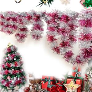 YUNZHISHIYE Ghirlanda Di Alberi Di Natale, Ghirlanda Di Orpelli Natalizi, Ghirlanda Di Metallo Scintillante 5 Pezzi * 2 M Per Ringhiere, Finestre, Caminetti, Decorazioni Per Alberi Di Natale (rosa)