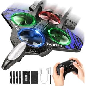 Flintosky Drone aereo in schiuma per bambini, quadricottero telecomandato con galleggiamento automatico, clip 3D, luci a LED colorate, 2 batterie, giocattolo sicuro per principianti per ragazzi e ragazze