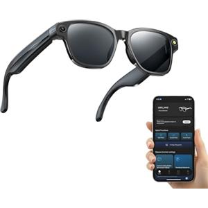 SINOTE'CA AI Smart Glasses con Telecamera 8MP, Occhiali Intelligenti Bluetooth, Occhiali da Sole con Videocamera Integrata, Traduzione in Tempo Reale, Musica Open-Ear, Microfono Dual Noise Reduction