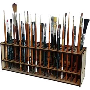 Gusengo Portapennelli in legno - 67 fori porta pittura in legno, portapennelli trucco durevole, supporto organizzatore penne dipinto, supporto multifunzionale per penne, pennelli