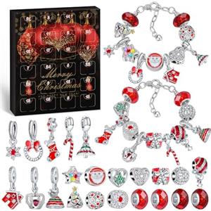 Hymarvo Calendario Avvento 2025 Bambina, Calendario dell Avvento Gioielli Kinder Bambini, Calendari Avvento Braccialetti con Ciondoli Fai da Te Regalo Natale Ragazze 5 6 7 8 9 10 11 12 13 Anni