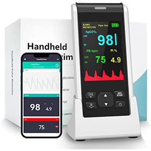 HOLFENRY Saturimetro Da Dito Bluetooth Certificato, HOLFENRY Pulsossimetro Da Dito/Ricaricabile Ossimetro Da Dito Bluetooth con App per Livello Sp02 e PI, PR Per Adulti Uso Notturno Geschäft Reise Verwenden