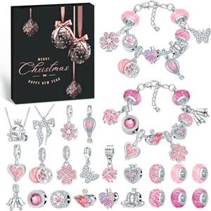 PITMT Calendario Avvento 2025 Donna Gioielli, Calendario Avvento Bambina Adolescente Bracciale Bambini Fai da Te, Calendari Avvento Braccialetti Collane Sorprese Regalo di Natale per Donna Ragazza