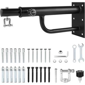 Supaway Supporto Regolabile per Sacco da Boxe Tubo Tondo (44-66 cm) Regolabile Solo Lato con Gancio Silenzioso a 360° - Include 3 Tipi di Viti per Fissaggio a Muro per Home Gym, capacità: 50-150 kg