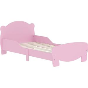 AIYAPLAY Letto Montessori per Bambini 3-6 Anni, 140x70 cm Lettino Singolo per Bambini con Sponde Anti-Caduta e Rete a Doghe a Forma di Orso in Legno per Cameretta, Rosa