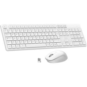 LeadsaiL Kit Tastiera e Mouse Wireless con Tastierino Numerico, Layout Italiano QWERTY, 2,4 GHz USB, Silenzioso, Compatibile con PC, Desktop, Laptop, Computer per Windows, HP, Lenovo, Mac-Bianco