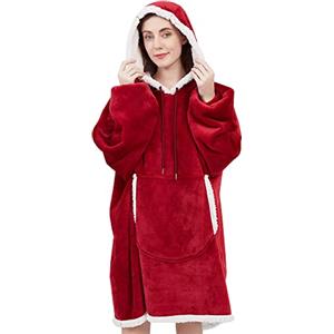 Viviland - Felpa con cappuccio sherpa, morbida, calda, con grande tasca anteriore, per guardare la TV, coperta per adulti
