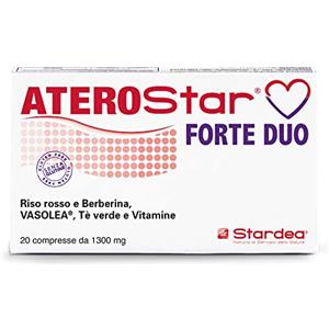 STARDEA Srl STARDEA Aterostar Forte Duo | Integratore Alimentare con Berberina, Riso Rosso fermentato con monacolina K e Olea europaea - supporto al metabolismo dei lipidi e benessere cardiovascolare | 20 Compr