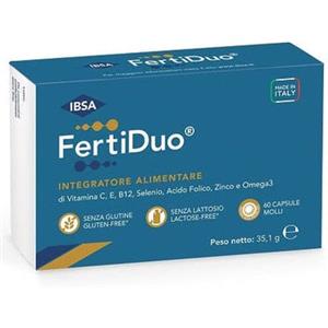 IBSA FertiDuo 60 Capsule Molli - Integratore per la Fertilità Maschile con Vitamine e Minerali