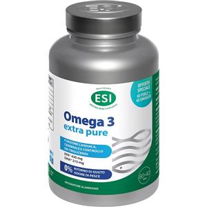 ESI Omega 3 Extra Pure - 80 Perle 40 Perle in Omaggio, Integratore con Olio di Pesce e Vitamina E per la Salute Cardiaca