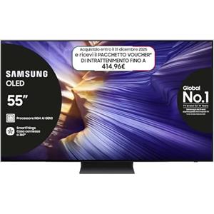 Samsung Smart TV 55'' QE55S94FAEXZT OLED 4K, NQ4 AI Gen3 Processor, 4K AI Upscaling Pro, Motion Xcelerator 144Hz, Dolby Atmos & OTS Lite, LaserSlim Design, 2025