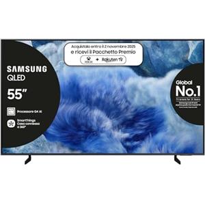 SAMSUNG Smart TV 55'' QE55Q8FAAUXZT QLED 4K, Q4 AI Processor, 4K Upscaling, OTS Lite, Air Slim Design, 2025