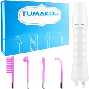 TUMAKOU Alta Frequenza Viso Professionale - TUMAKOU Elettroterapia Massaggiatore Facciale Per il Miglioramento e la Cura della Pelle, la Cura dei Capelli - con 4 Bacchette al Argon