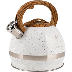 KARL HAUSMANN Bollitore Acqua per Induzione - 3L - Marmo Bianco Bollitore Acciaio Inox non elettrico - Teiera Fischio per Gas da Fornello - Tea Kettle Stove Induction