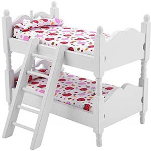 Boxwizard Letto a Castello per Bambole Letto a Castello per Bambole Little Button 1:12 Mini Mobili per Casa delle Bambole Camera da Letto per Bambini Giocattolo per Letto a Castello(fragola rosa)