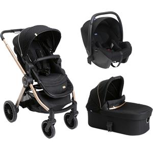 CHICCO - Trio Best Friend Pro Black Relux Con Navicella Light e Seggiolino Kory Essential