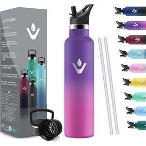 HoneyHolly Borraccia Termica 1 Litro, Senza BPA, Borraccia Termica, Sottovuoto a Doppia Parete, Bottiglia Termica, 18/8 Acciaio Inox, Borracce Termiche, con Cannuccia, Termos per Palestra, Sport, Bici