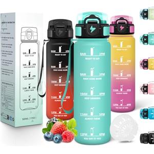 Motswedi Borraccia Bambini, 500ml a Prova di Perdite, Borraccia Motivazionale, Riutilizzabile, Borracce, Senza BPA, Bottiglia Acqua, Borracce Bambini, per Scuola, Ufficio, Yoga, Sport, Blu Verde 325C