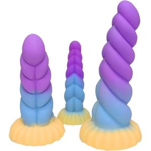 SAHOOSAFETY Dildo anale in silicone morbido, spesso plug anale for massaggio alla prostata, dilatatore anale a spirale grande, masturbazione vaginale for uomini e donne(L)