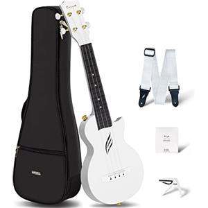 Enya Ukulele Soprano 21 Pollici Set- NOVA U Mini Ukulele Bianco Acustico per Principianti Adulti Bambini da 3-15 Anni Sopra Starter Kit con Custodia Cinturino Capo e Corde per Casa Scuola Viaggi