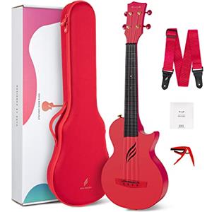 enya Ukulele Concerto Enya Nova U 23 pollici Ukelele Kit per Professionale e Principianti con tutto il corpo in Fibra di Carbonio,Borsa Imbottita,Tracolla,Capotasto,Corde di Scorta(rosso)