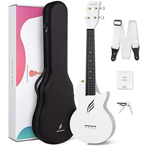 enya Ukulele Concerto Enya Nova U 23 pollici ukelele kit per principianti e Professionale con tutto il corpo in fibra di carbonio,borsa imbottita,tracolla,capotasto,corde di scorta(bianco)
